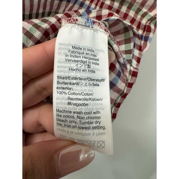 Madewell NWT XXS Boxy V Neck Short Sleeve Tie Front Cotton Mini Plaid Top - Picture 7 of 7